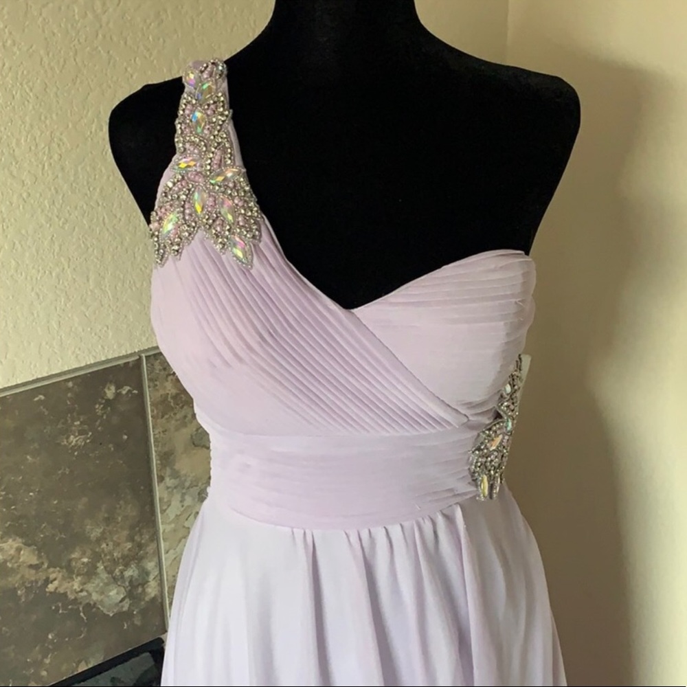Purple lilac lavender long beaded formal dress